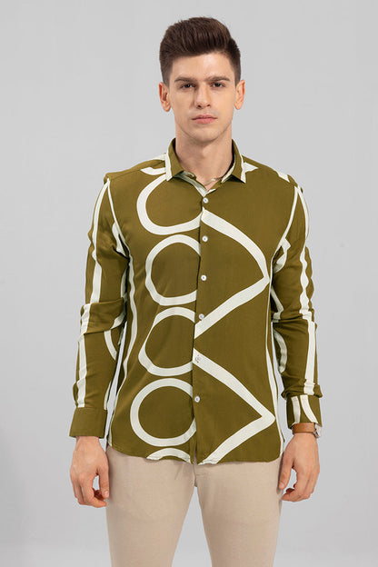 Abstract Circle Olive Shirt | Relove
